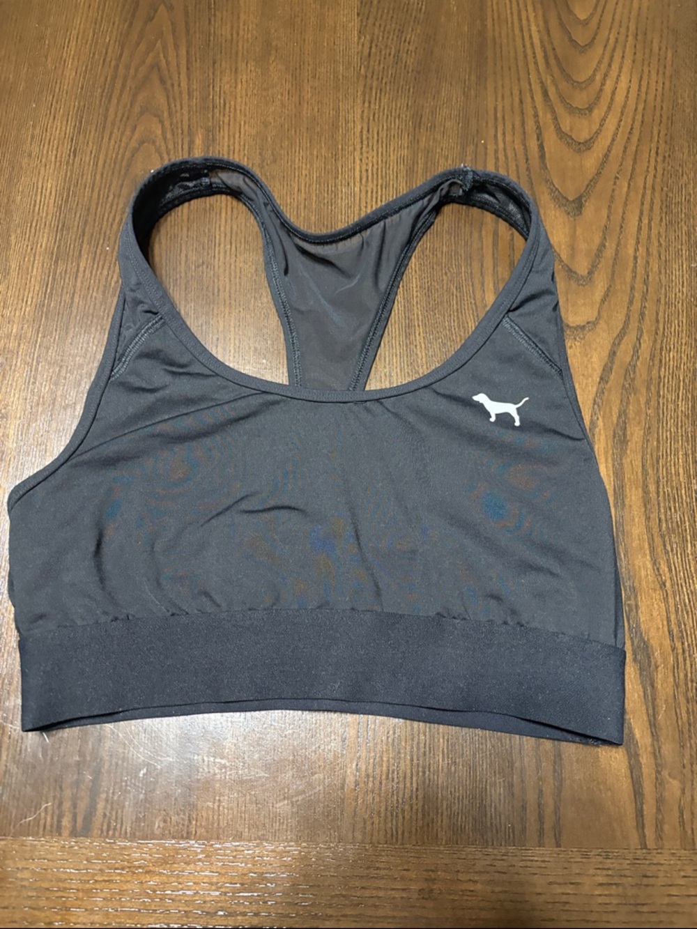 PINK Victoria's Secret Black Racerback Sports Bra with White Logo size M